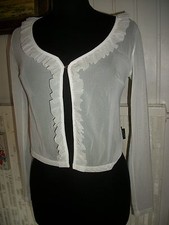 Gilet bolero voile blanc transparent brillant AXARA 36/38 manche longue à volant