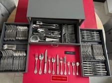 SET MENAGERE ERCUIS DUBARRY LOUIS XV  BEL ETAT METAL ARGENTE COFFRE NEUF 140P;