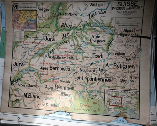 Carte scolaire suisse physique - carte,