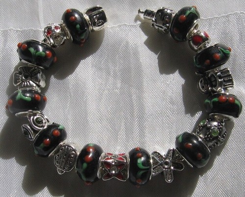 Bracelet noir perles donuts - bracelet,