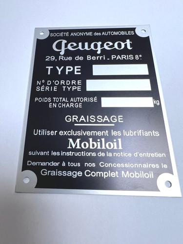 Plaque constructeur peugeot - plaque,
