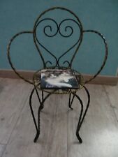 PETIT FAUTEUIL FER FORGE avec CARRELAGE - PORTE PLANTE - Hauteur : 56 cm -
