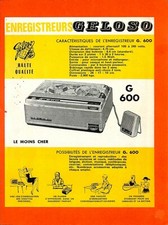 GELOSO / MAGNETOPHONE G 600 / DEPLIANT 1966  ?