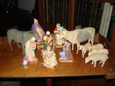 Lot 13 santons d'Église dont 9 Devineau t. 5 superbe Jésus cire t .6 crèche comp