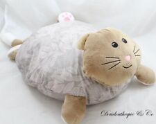 Coussin peluche chat PAUL & ALICE gris marron 42 cm (CEMO)