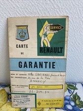 ancienne carte de garantie renault dauphine Voiture serie R1090 annee 60