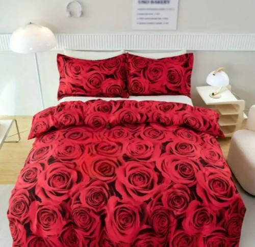 Housse couette roses rouge - housse, de