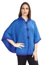 Femmes Alpaca Laine à Capuche Tricot Fil Manteau Cape Poncho - en Bois Boutons