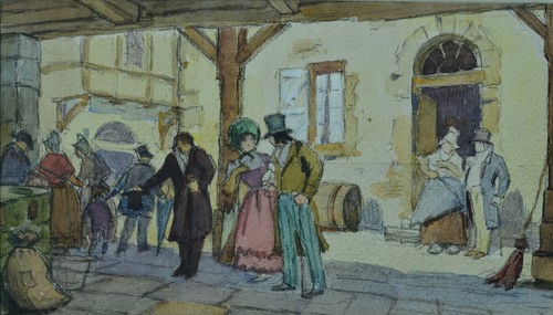 Beau tableau ancien scène - tableau,