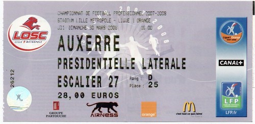 Ticket billet match - billet, lille