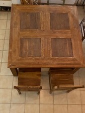 table en bois massif avec rallonges et chaises