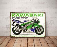 Plaque métal vintage Kawasaki ZXR750 Enseigne Garage Décoration moto Déco 750