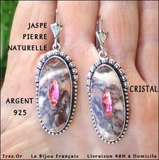 ARGENT 925, JASPE ROSE & NOIR