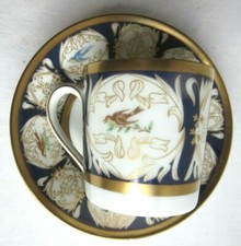 RARE tasse à café porcelaine de Limoges aux oiseaux, signée CH Field HAVILAND