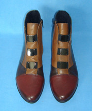 RIEKER Bottine Femme 41 Cuir Marron Gris Bordeaux Zip Talon 3cm