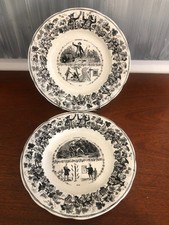 2 ASSIETTES " RÉBUS " EN PORCELAINE OPAQUE  CREIL et MONTEREAU 1834-39-44 et 49