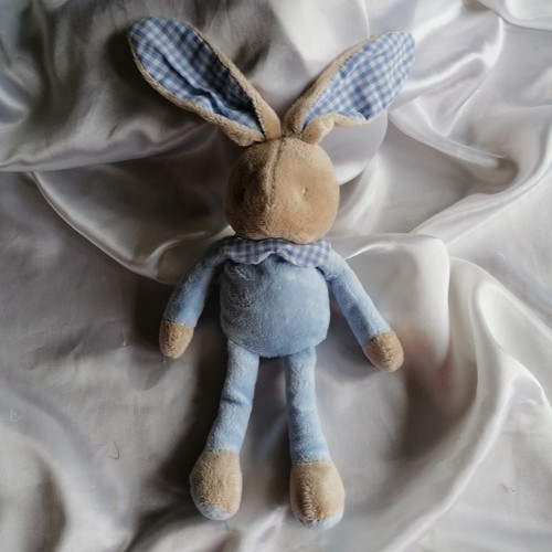 Doudou lapin beige - ,, bleu