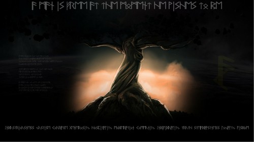Plaque métal arbre yggdrasil - arbre,