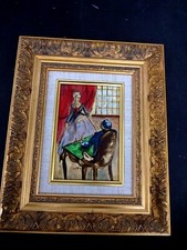 BERTHOMME ST ANDRE - "SCENE D'INTERIEUR" HUILE S/ PANNEAU CARTON ENCADRE - 1940