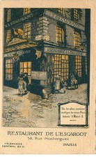 PARIS  2eme arrondissement  Restaurant  de  l'Escargot  38 rue de Montorgueil