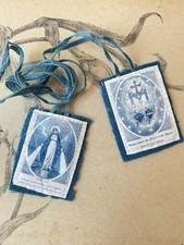 Scapulaire Ancien Reliquaire Jésus Marie Coeurs Croix Outils HOLY Reliquary