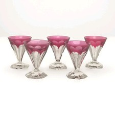 5 VERRES EN CRISTAL TAILLÉ VAL SAINT LAMBERT MODELE ANMAUR  ART DECO 