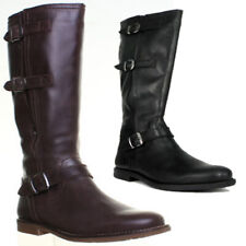 Femmes 100% Véritable Cuir Bout Rond Bottes Équitation en Noir Taille 3 - 8