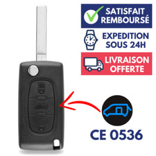 Boitier 3 Boutons Télécommande Plip Coque pour Clé PEUGEOT Partner - CE0536 