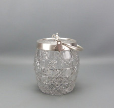 Seau à biscuits, bonbonnière en verre et métal argenté, début 20ème, France.