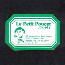 Autocollant / Sticker vintage Le Petit Poucet magasin de jouets à Carentan