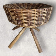 Tabouret En Rotin Vintage