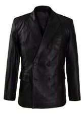 Blazer en cuir noir à double