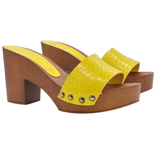 Mules avec bande jaune - jaune, en