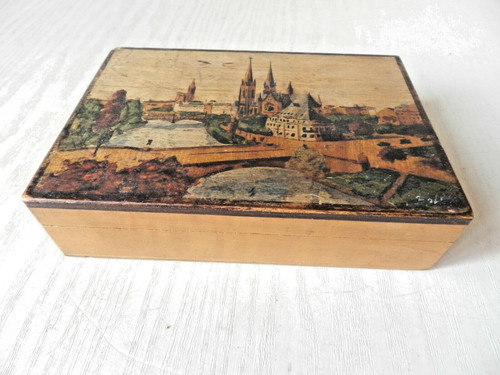 Ancien coffret bois tableau - coffret,