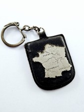 PORTE-CLES - Carte France Métal, Support Cuir - " CME " - Vintage 1960s -