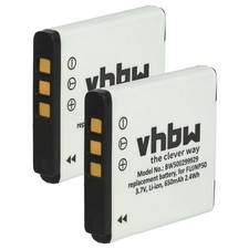 2 Batteries pour Kodak Pocket-Camcorder Playsport Waterproof Zi19 650mAh 3,6V