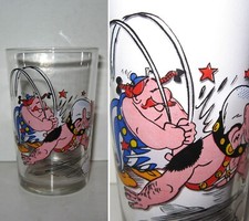 VERRE ASTERIX n°28 SD,1968,TBE,VGC,OBELIX assomme GLADIATEUR,UDERZO,PUBLICITAIRE