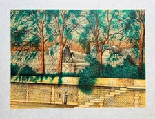 Jean CARZOU - "Le square Notre-Dame" - Lithographie originale signée - 1986