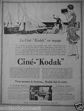 PUBLICITÉ 1927 CINÉ KODAK VOYAGE PRESSEZ LE BOUTON KODAK FAIT LE RESTE - VOILIER