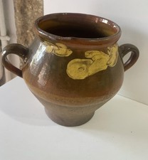 Ancien Pot à Graisse Terre Cuite Vernissée Poterie Art Populaire Déco Collection