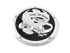 COUVERCLE EMBRAYAGE CHROMÉ ET NOIR EAGLE SPIRIT  HARLEY TWIN CAM DEPUIS 1999