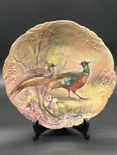 Grande assiette ancienne en Porcelaine Peint à la Main avec Motifs de Faisans