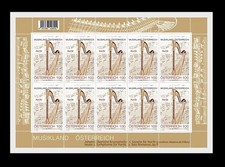 austria 2025 autriche music HARP instrument  folk pop and jazz 10v mnh FULL SHT