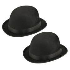 2 X Chapeau Melon Noir Charlie Chaplin Laurel & Hardy Costume Adulte