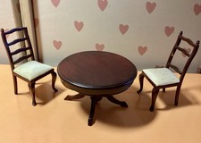 Meubles Anciens En Bois Pour Maison De Poupées ,Table Ronde Pied Central