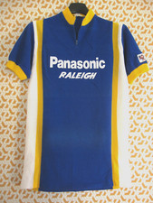 Maillot cycliste Panasonic Raleigh Bleu acrylique laine Vintage 80'S - 4 / L