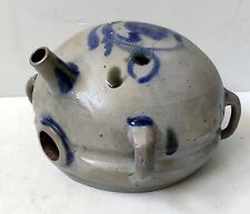 GOURDE VINAIGRIER XIXè GRES D' ALSACE DECOR BLEU FAIT MAIN ART POPULAIRE