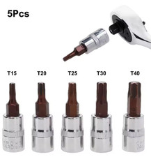 JEU 5 DOUILLES A EMBOUTS TORX MALE T15 à T40 CARRE 1/4 clé cliquet PROFESSIONNEL
