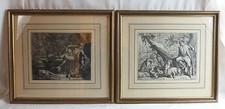 gravures anciennes Johann Elias RIDINGER retour de chasse etching engraving 18th
