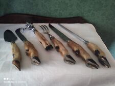 Lot 6 Couverts de  service Inox & Patte de Chevreuil Chasse Vintage 1970